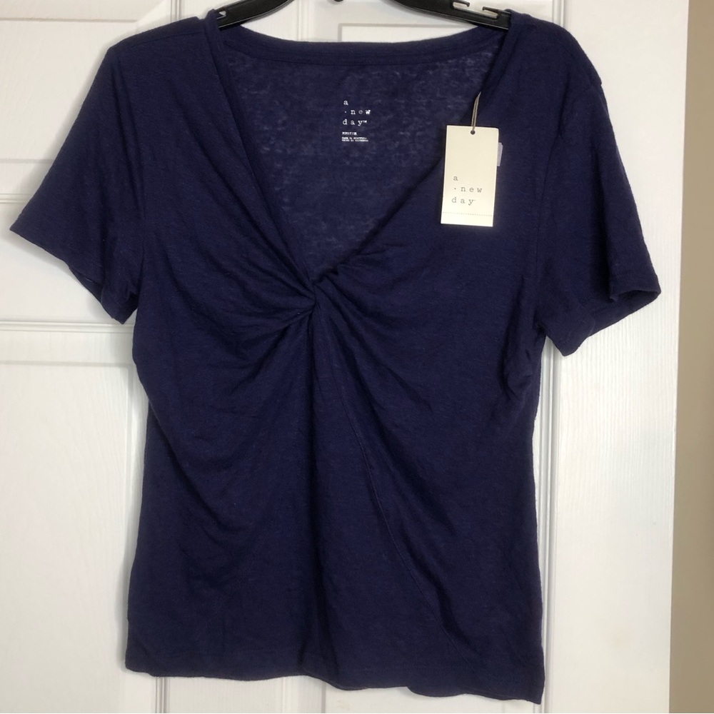 a new day Navy Twist-Front Short Sleeve Tee